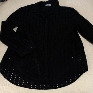 GAP Black Button-Down Eyelet Shirt
